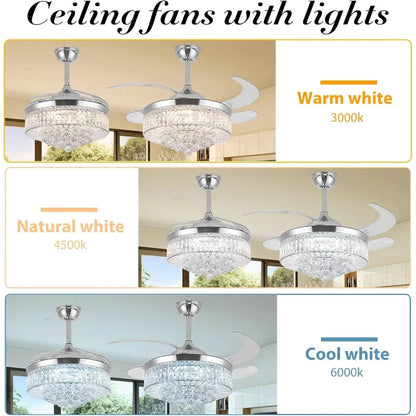 42" Invisible Ceiling Fan Chandelier