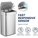 Motion Sensor, Trash Can, Stainless Steel
