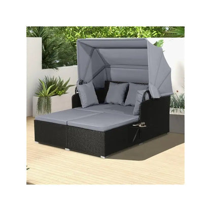 Gray Rattan Daybed Lounge