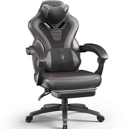 Black Gaming Chair with Footrest