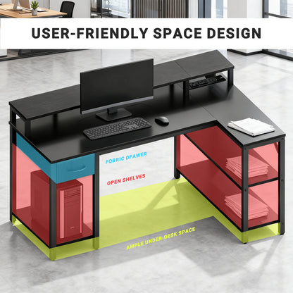 L shaped gaming desk with USB 