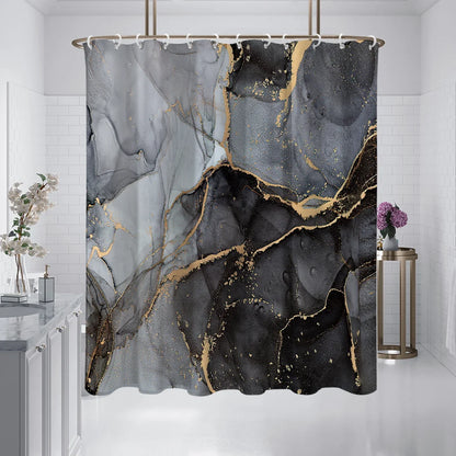 Shower Curtain Black Marble Pattern