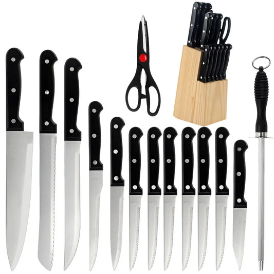Chef Knifes with Scissors,Sharpening Rod,
