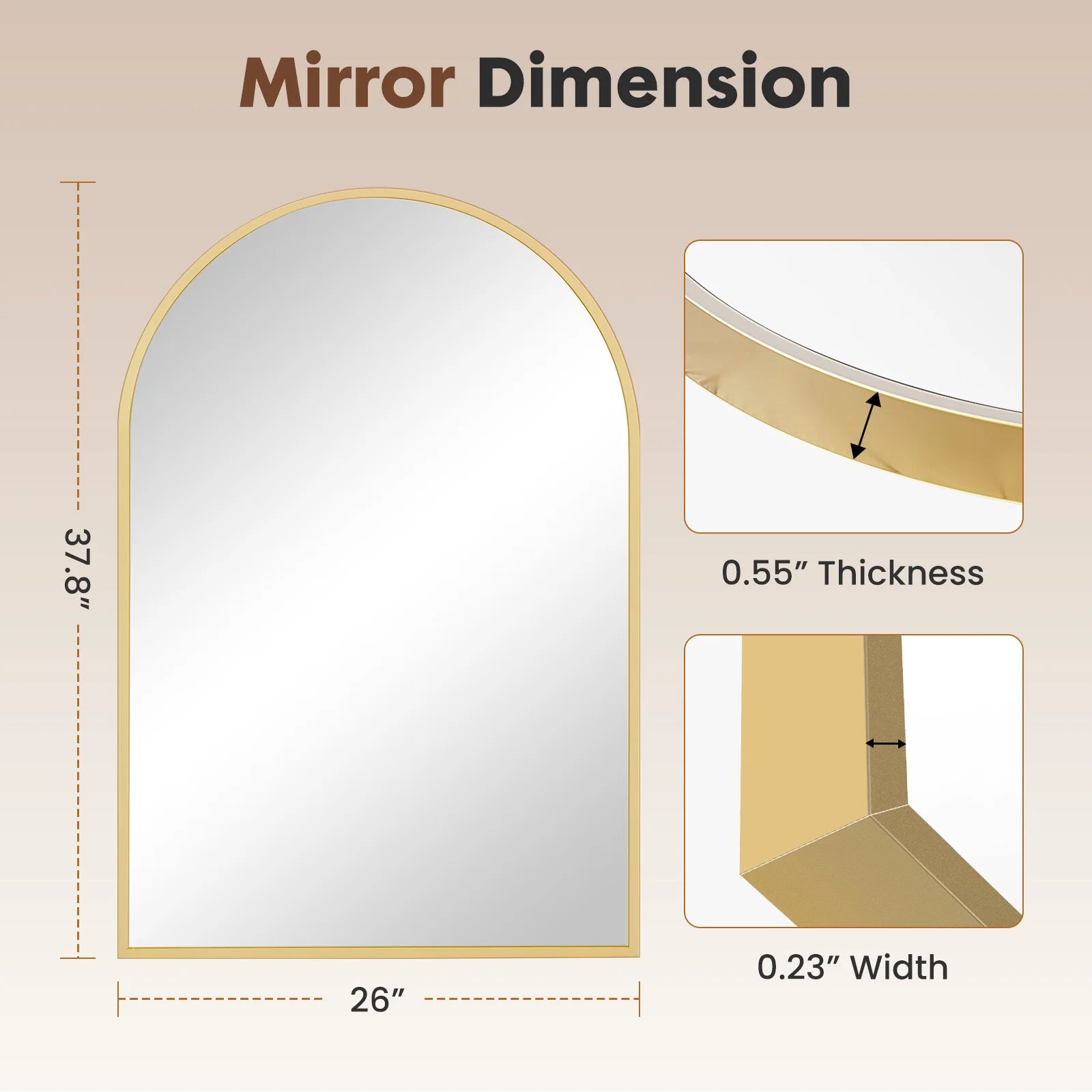 Arched Metal Framed Mirror