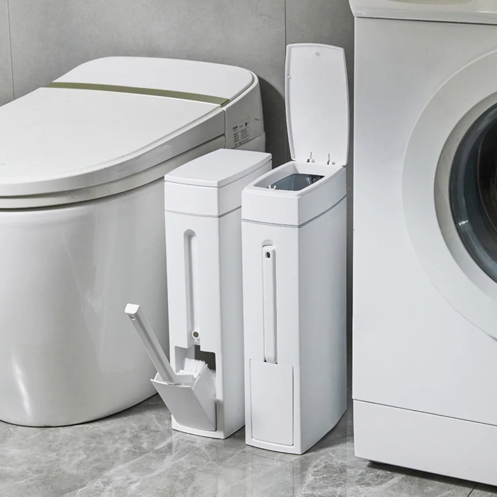 Slim Trash Can with Cleaning Brush