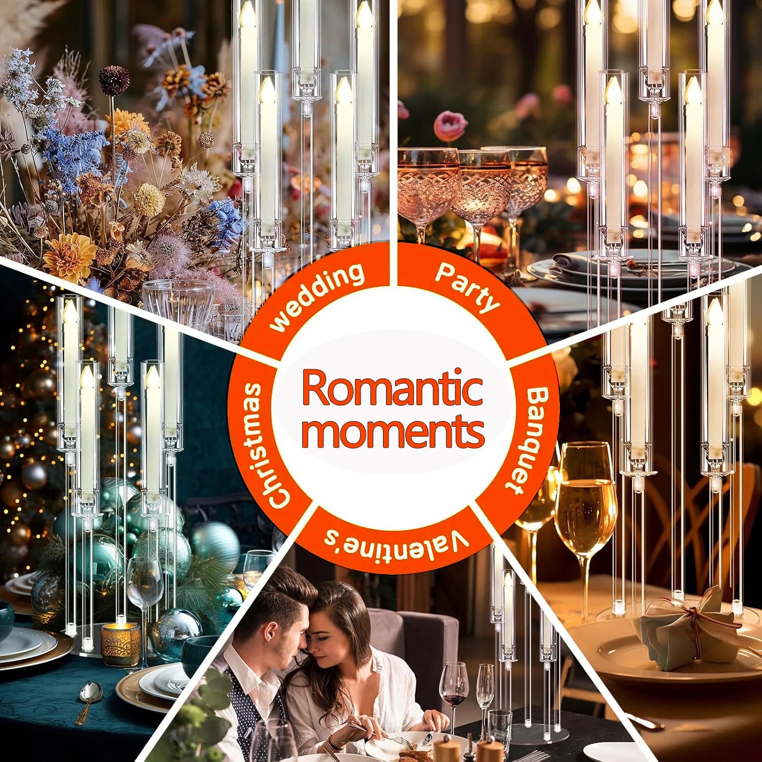 10 PCS Acrylic Candelabra Centerpieces