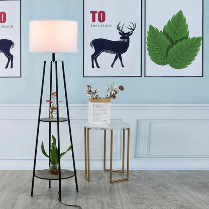 Floor Lamp with 2 Shelves