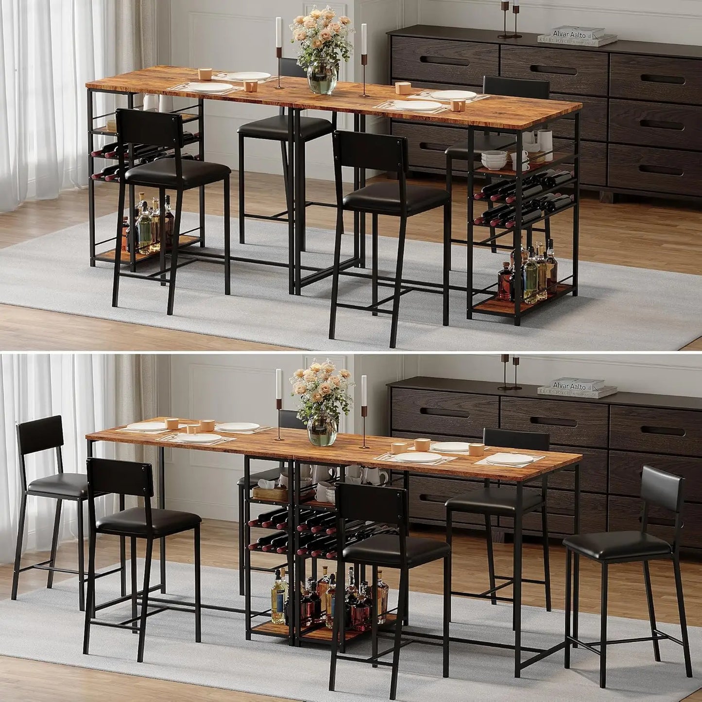Dining Table with Storage Shelves