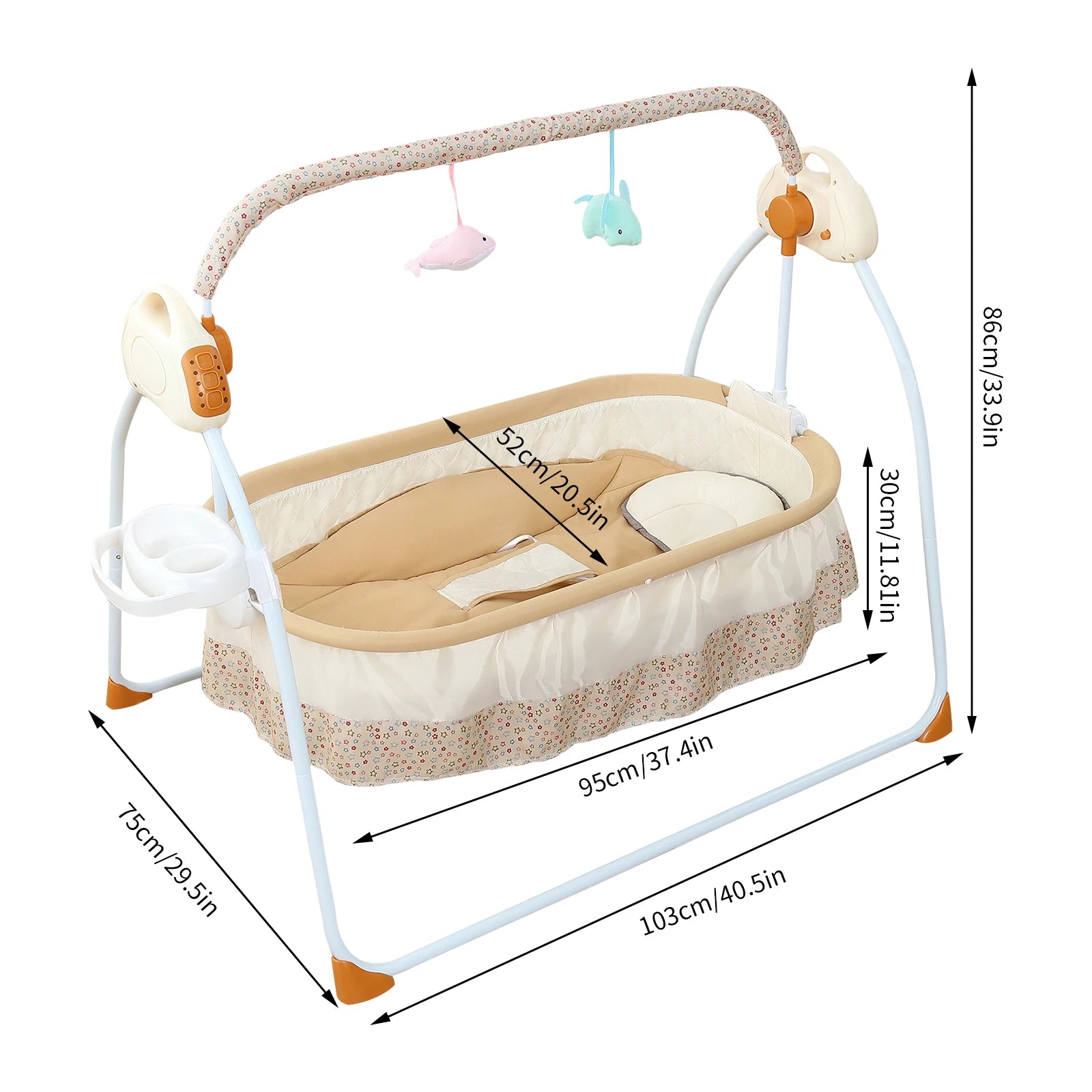 Electric Foldable Baby Cradle with Gentle Rocking Motion