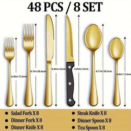 Western Stainless Steel Tableware - 48 Pieces