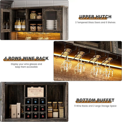 Coffee Bar with Power Outlet and LED Lighting