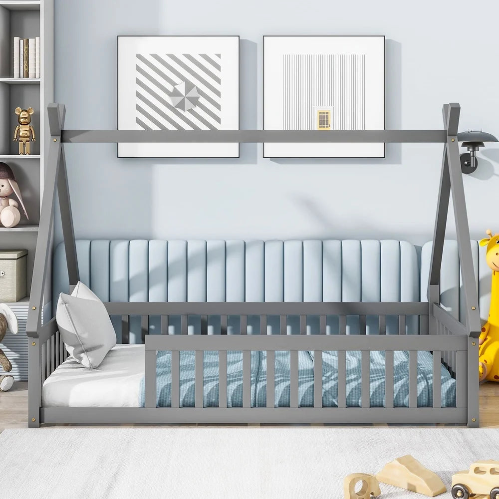 Wooden Twin Floor Bed