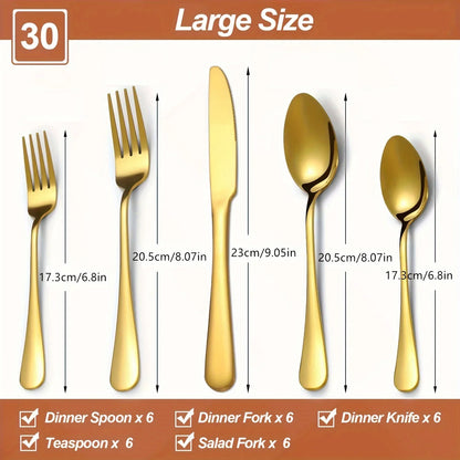Luxury Golden Flatware - 30/60 Piece