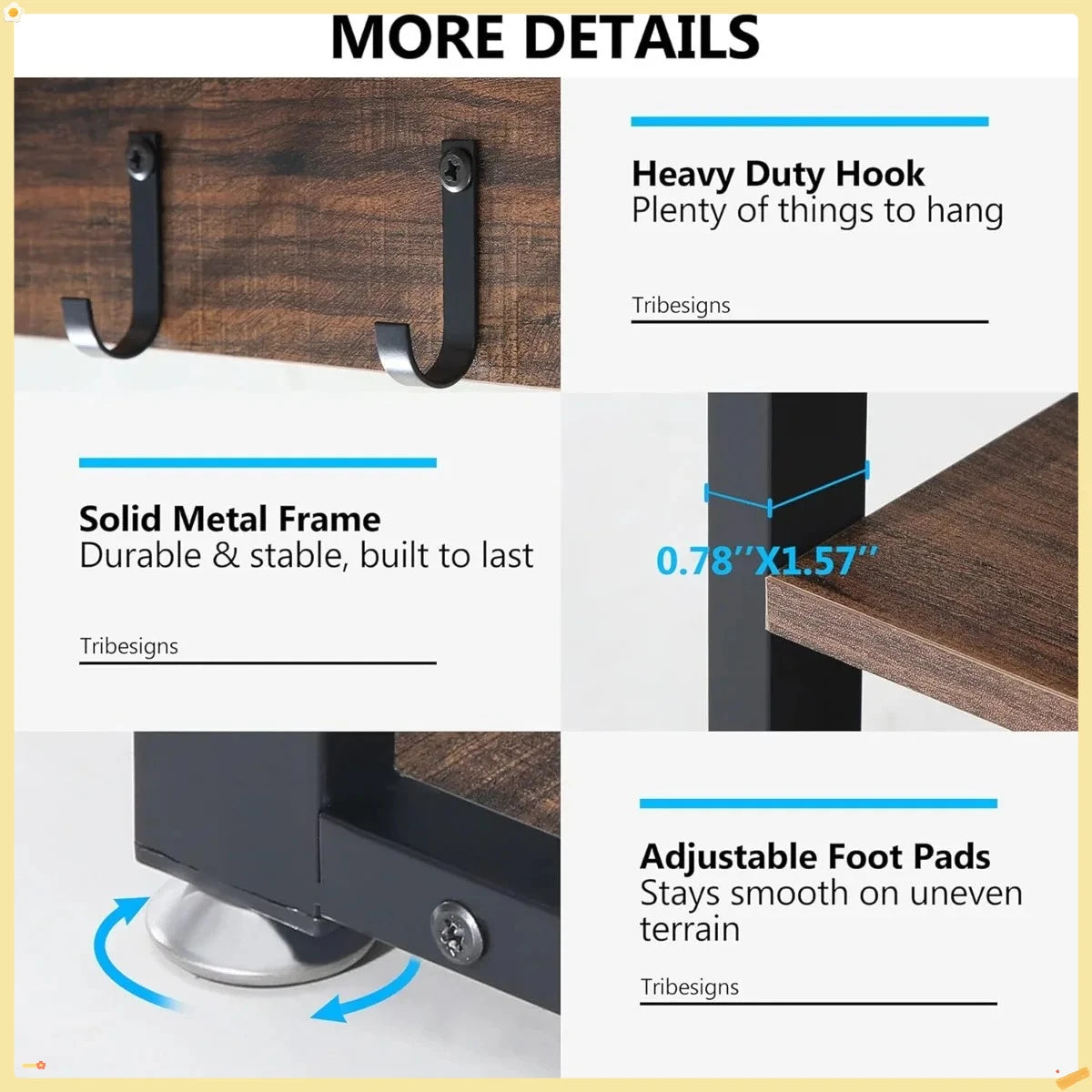 Shoe Rack with Coat Hooks