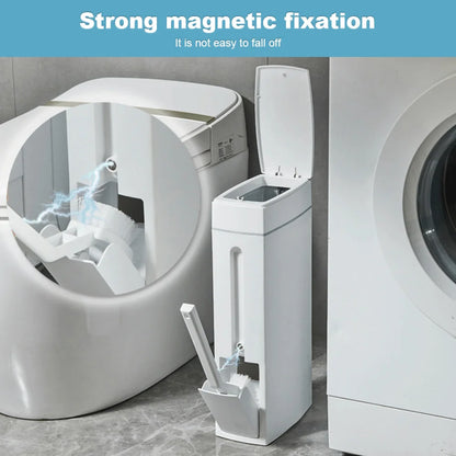 Slim Trash Can with Cleaning Brush