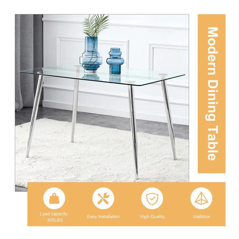 Dining Table with Tempered Glass