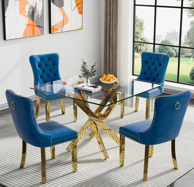 Modern Square Glass Dining Table for Kitchen & Dining Room