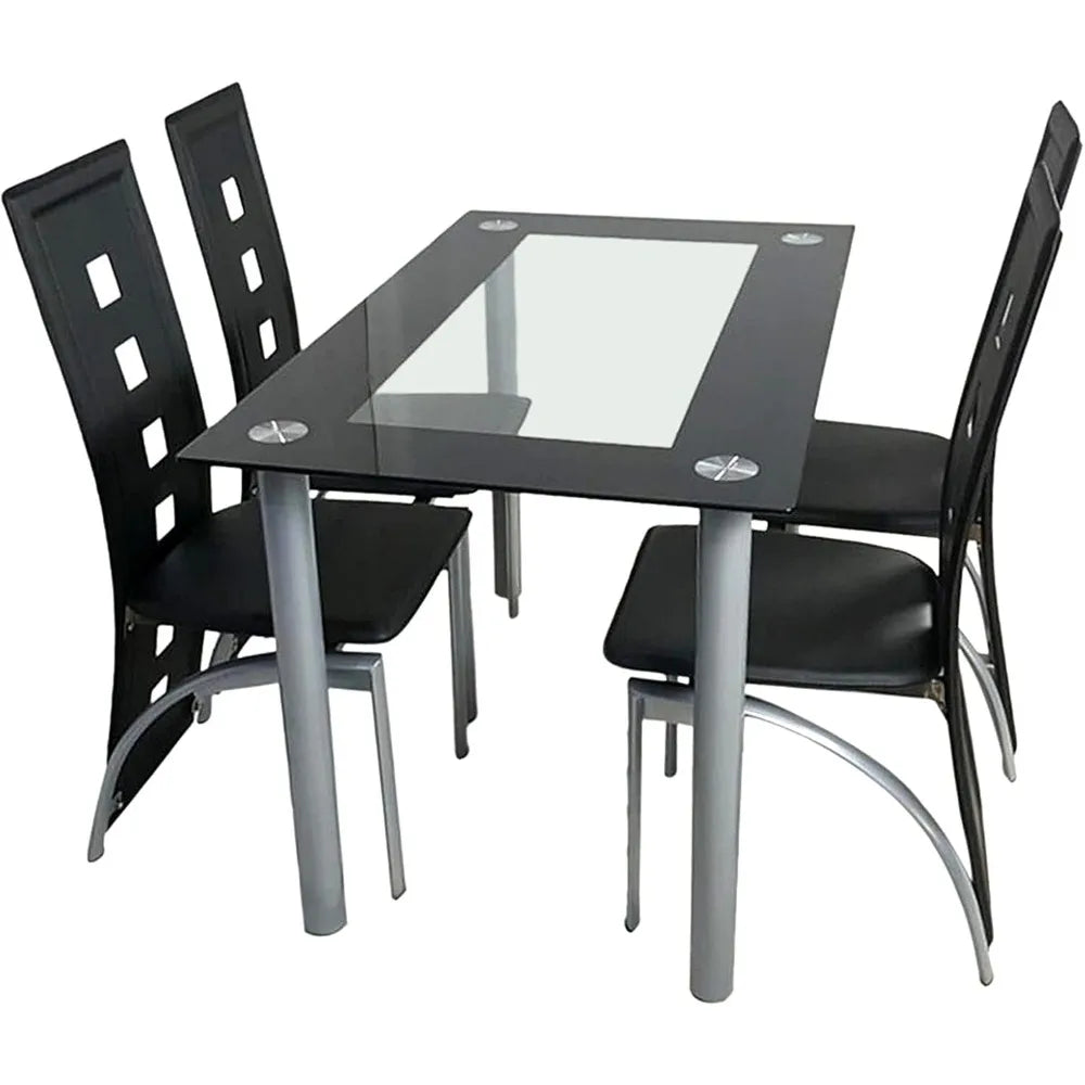 4-Seat Tempered Glass Dining Set