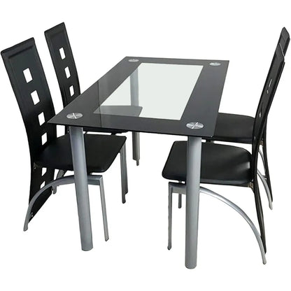 4-Seat Tempered Glass Dining Set