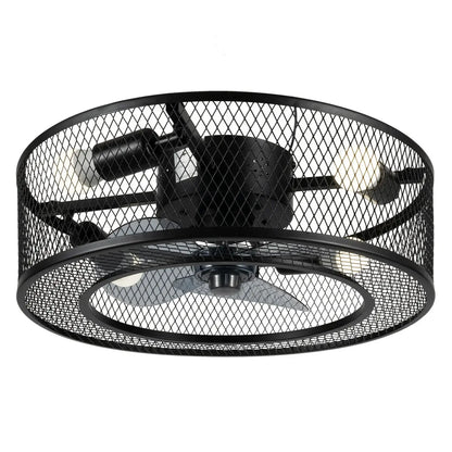 Caged Ceiling Fan with Integrated Light Fixture