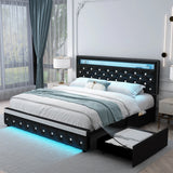 Queen Led Bed Frame with 2 Drawers