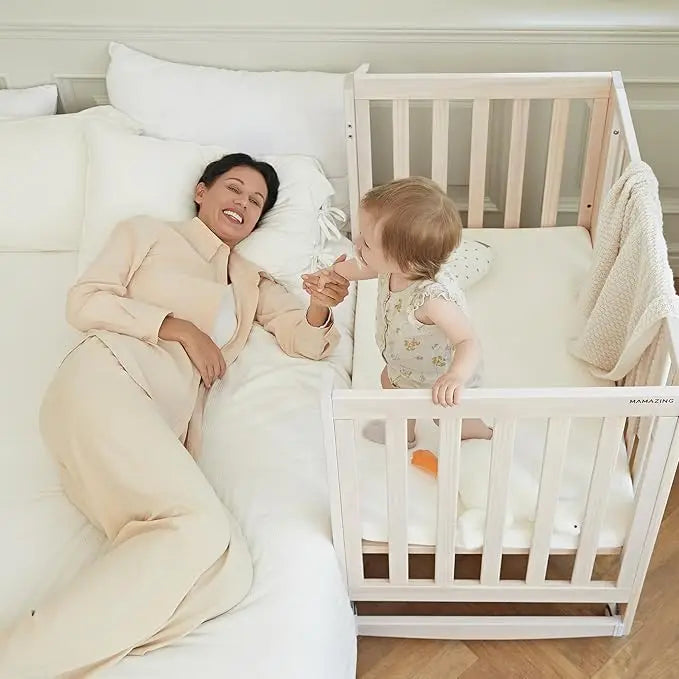 Convertible Baby Crib with Adjustable Mattress & Safety Rail