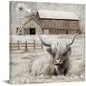 Rustic Farmhouse Painting with Cow