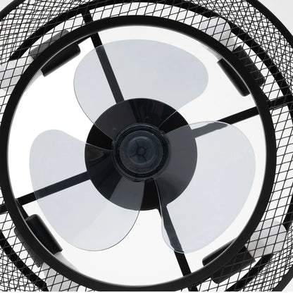 Caged Ceiling Fan with Integrated Light Fixture