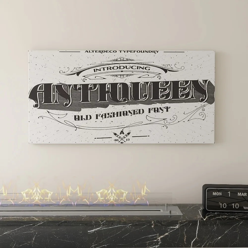 Vintage Antiqueen Typeface Art