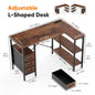 L Shaped Desk with Shelf & Drawers Stylish Home Office Desk