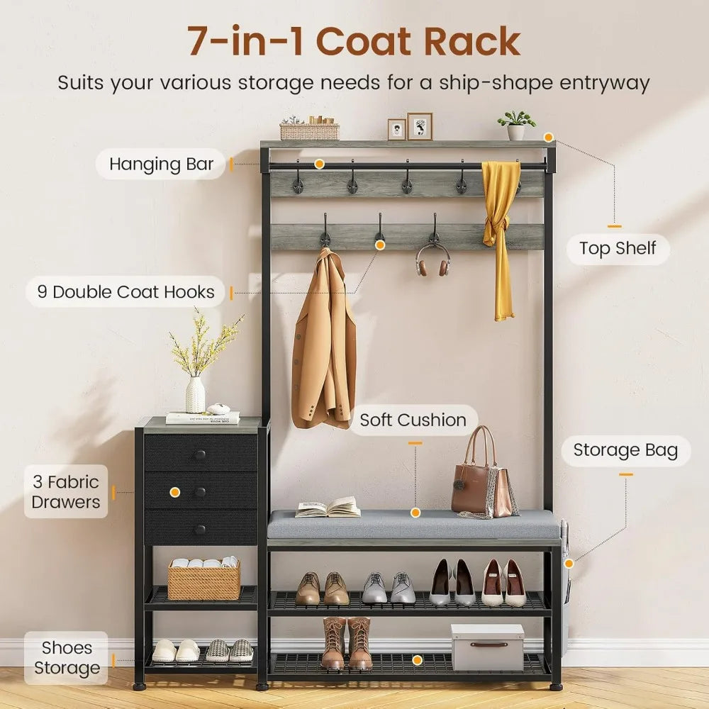 Coat Rack, Shoe Storage, Bench