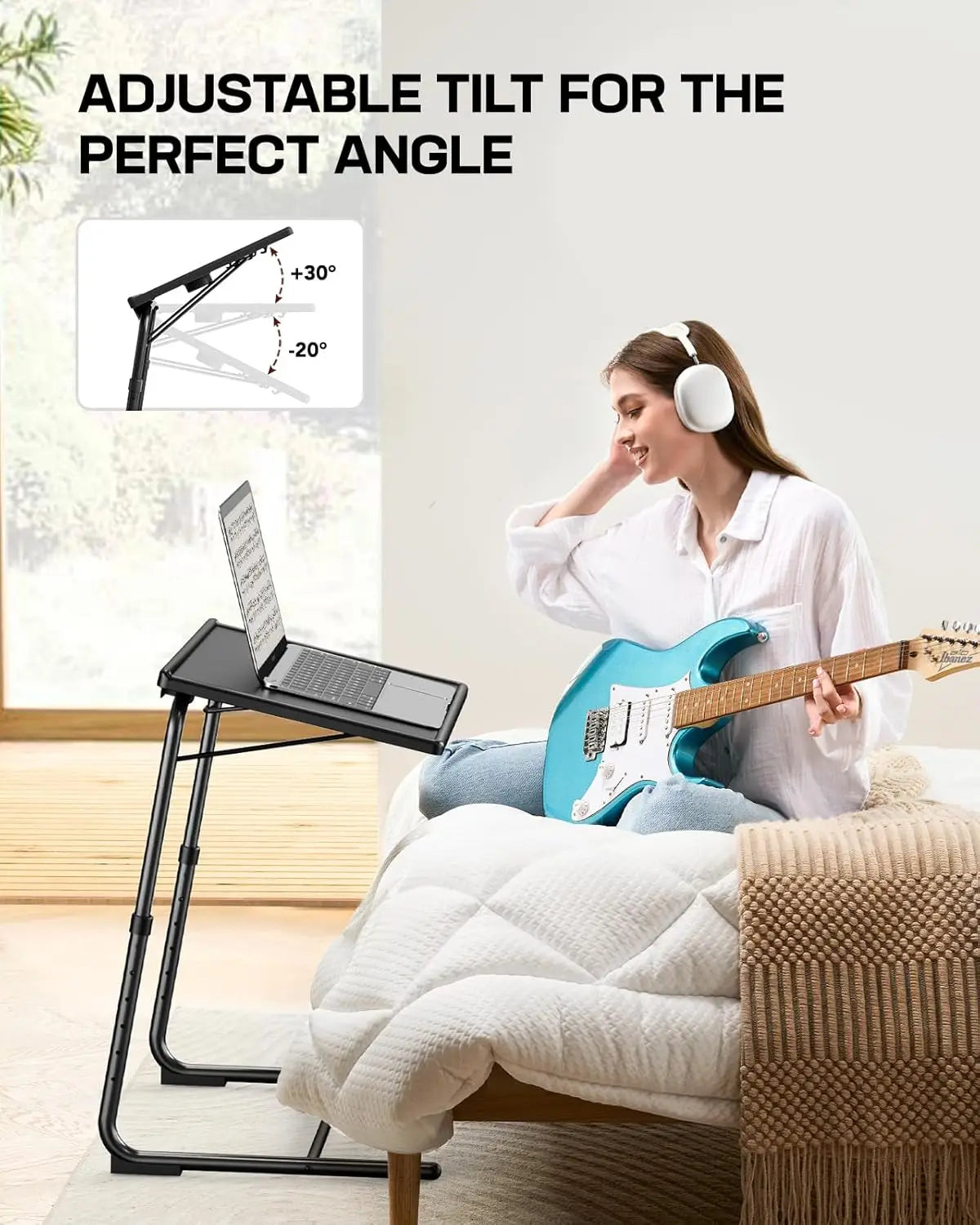 TV Tray Table with Cup Holder for Living Room and Home Use