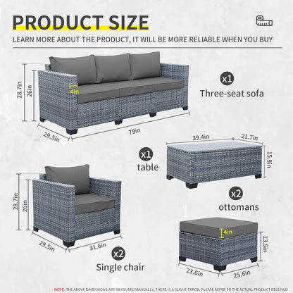 6 Pieces Wicker Patio Furniture