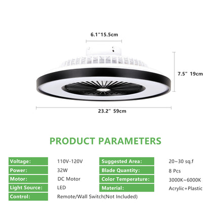 Black Ceiling Fan/LED Light