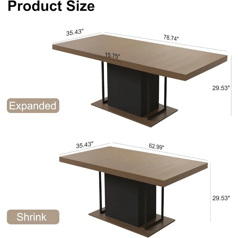 Extendable Dining Room Table 78.74 Inches