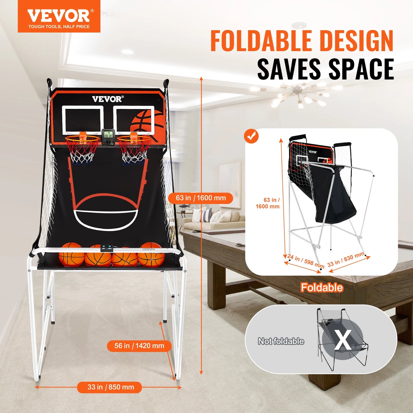 Foldable Basketball Arcade Game