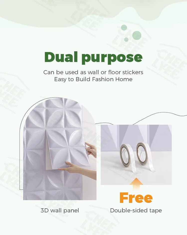 10 Pack Self Adhesive 3D Wall Panels