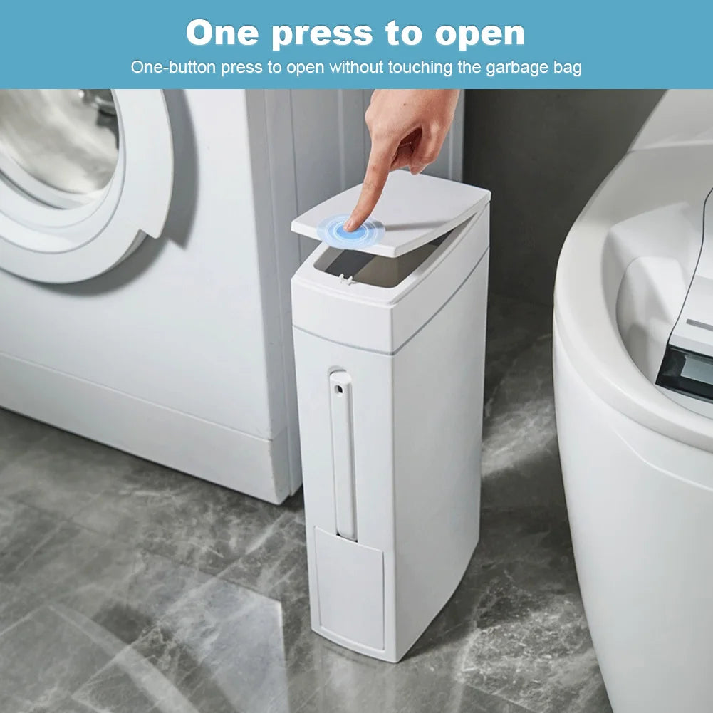 Slim Trash Can with Cleaning Brush