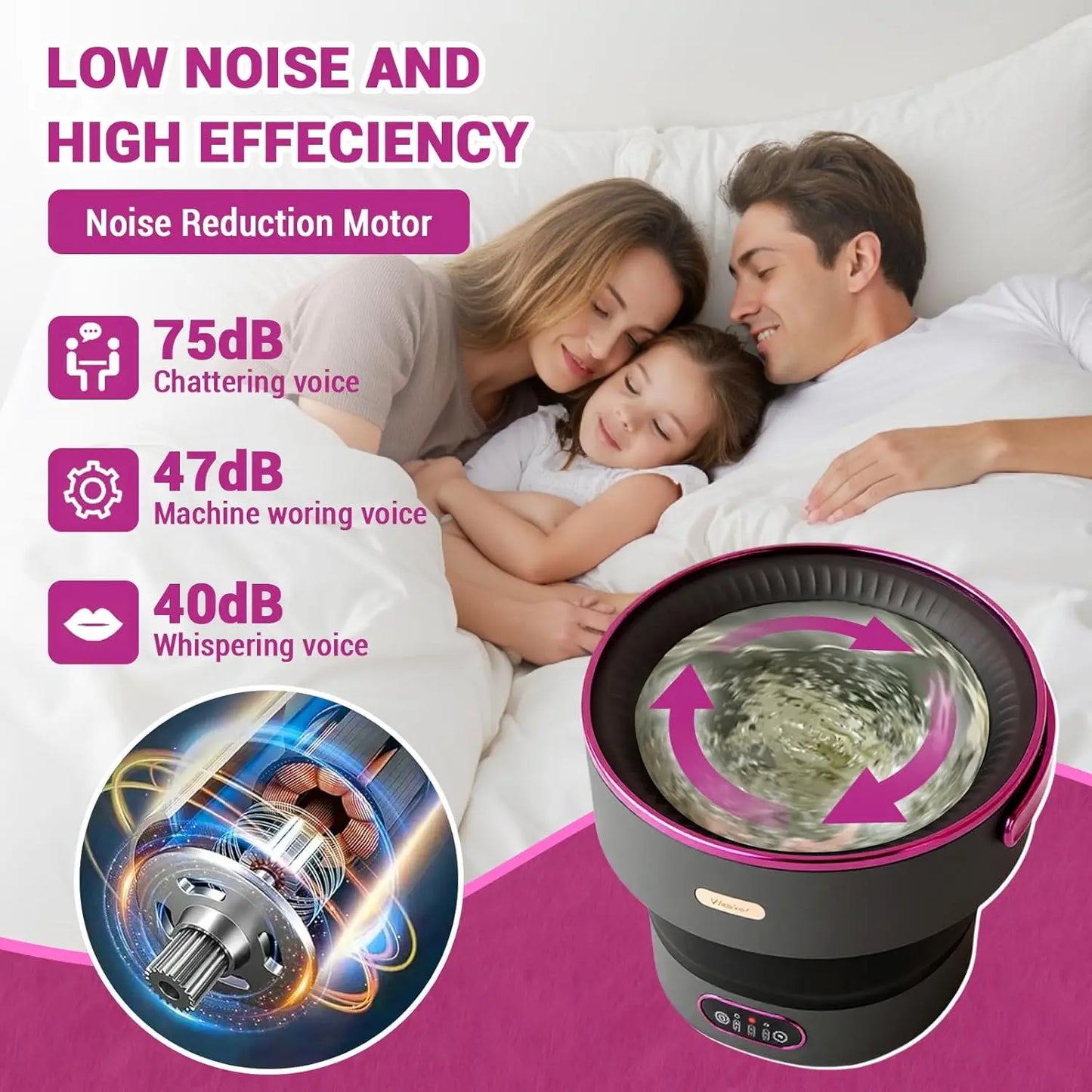 Foldable Mini Washer with 4 Cleaning Modes for Travel