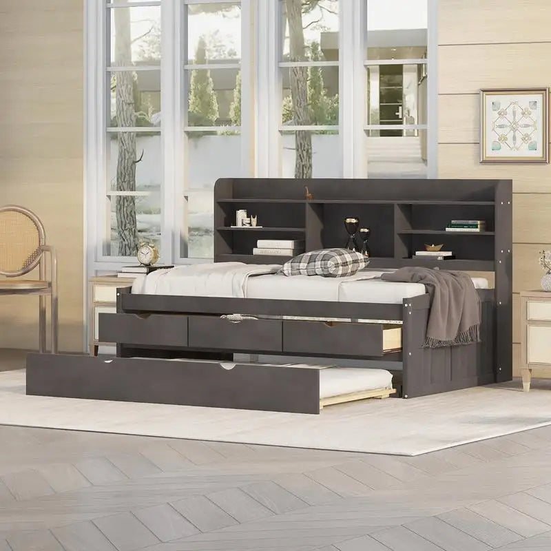 Twin Bed with Bookshelves Storage