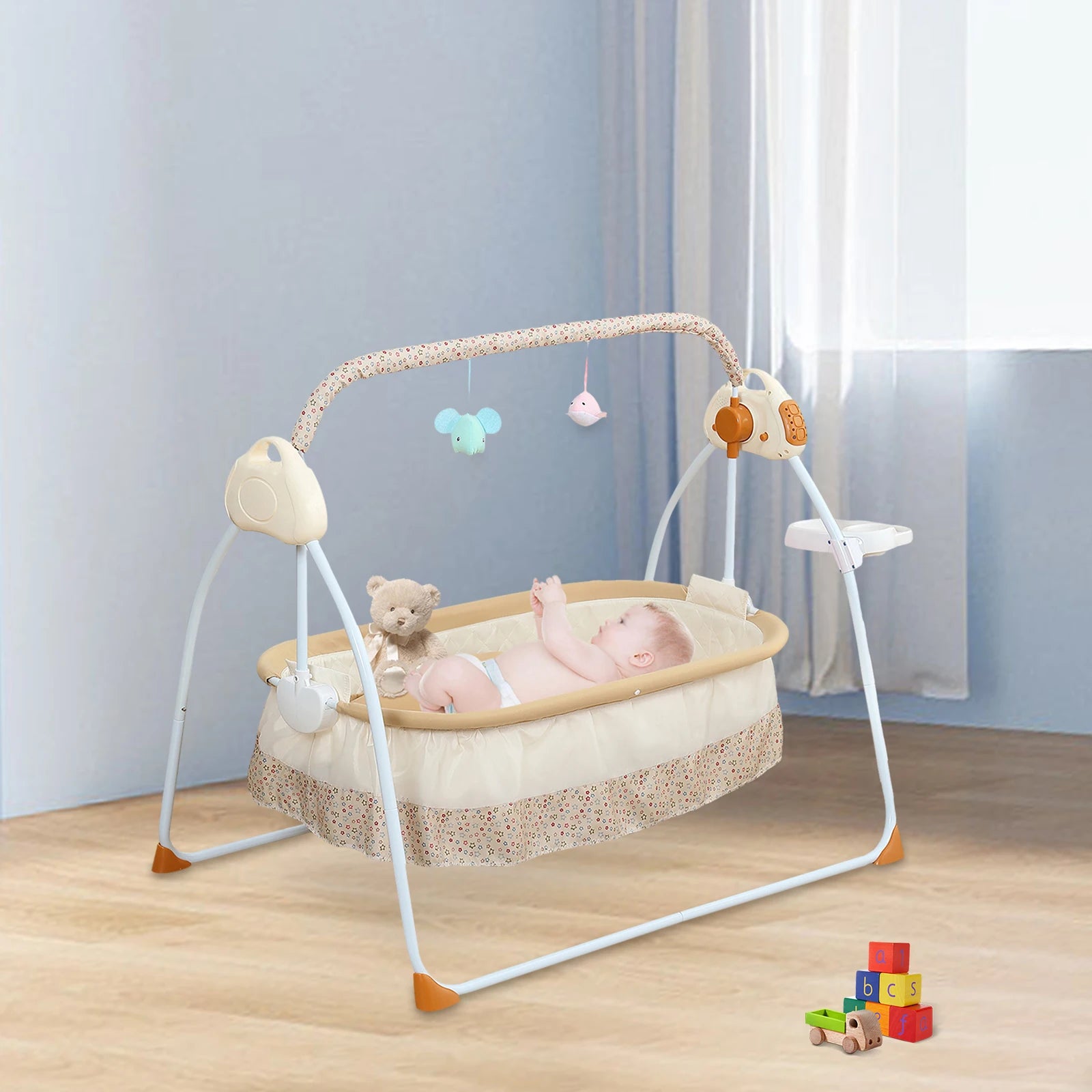 Electric Foldable Baby Cradle with Gentle Rocking Motion